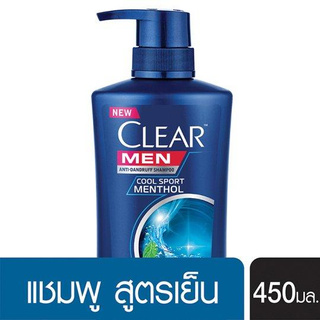 เคลียร์ เมน คูล สปอร์ต เมนทอล แชมพูขจัดรังแค 450มล./Clear Men Cool Sport Menthol Anti-Dandruff Shampoo 450ml