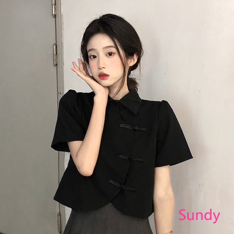 เสื้อโปโลแฟชั่นฤดูร้อนของเด็กผู้หญิงไม่สม่ําเสมอ กี่เพ้า สั้นเสื้อ