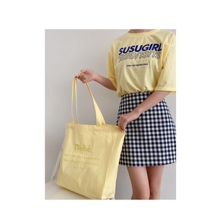 Bebe tote bag สีใหม่ ตอกย้ำความมาแรง สีใหม่เพิ่มอีก2สี กระเป๋าผ้าโทนสีพาสเทลเบาๆ ลายตัวอักษรเป็นลายปักทั้งหมด