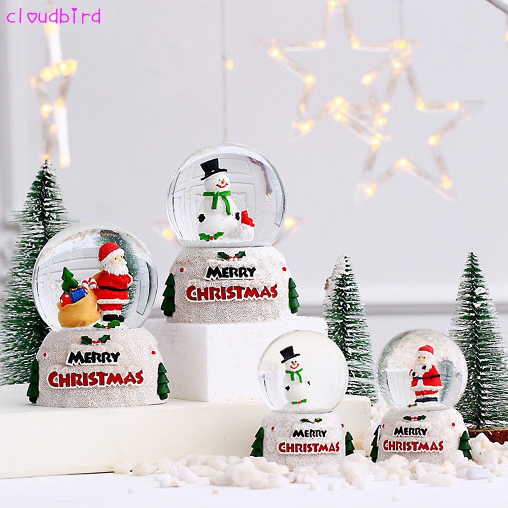 ★♈★ Crystal Ball Ornament Glowing Santa Snowman Glass Ball Adornment ...