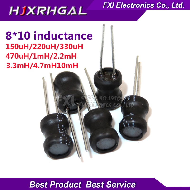 100 ชิ้น Unshielded Wirewound DIP power Inductor 0810(8*10 มม.) 150uH 220uH 330uH 1mH 2.2mH 3.3mH 4.