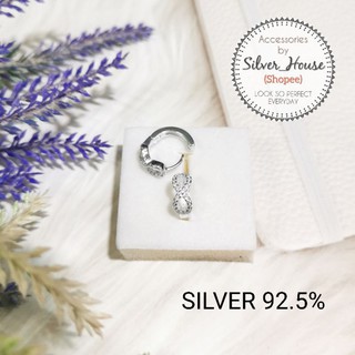 ต่างหูเงินแท้​ 92.5% ห่วงเงินล็อค​ ลายอินฟินิตี้ Infinity ประดับเพชรcz สวยมาก รุ่นขายดี