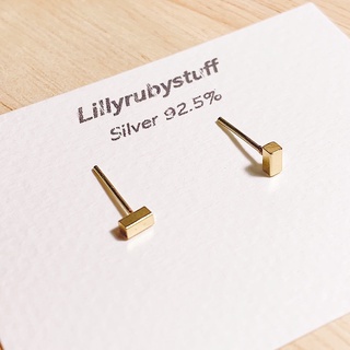 LLRB | ต่างหูเงินแท้  925 (14K plating) ตะบองเล็กสีทอง mini gold bar