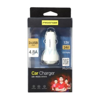 Car Charger ที่ชาร์จไฟในรถยนต์แบบ USB 2 Port 2USB (24W TS-C103) "PISEN" White Fast Charge