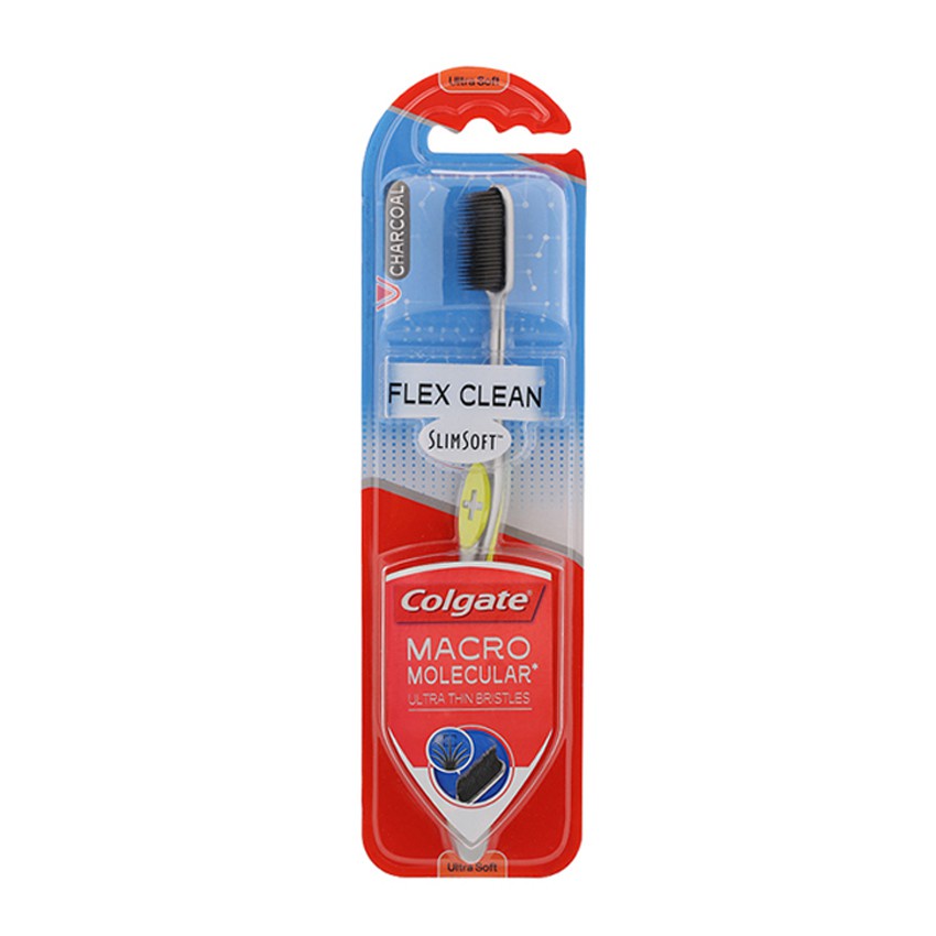 🔥อย่างดี🤩!! COLGATE Slim Soft Flex Clean Charcoal คอลเกต แปรงสีฟัน สลิมซอฟท์ เฟล็กซ์คลีน ชาร์โคล แพ็