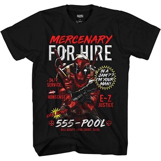 ผ้าฝ้ายคอกลมเสื้อยืด พิมพ์ลายการ์ตูน Marvel Deadpool Mercenary สําหรับผู้ใหญ่from S-4XL