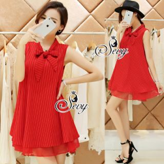 So Hot Ribbon Neck Sleeveless A Line Mini Dress