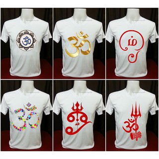 T-shirt  เสื้อยืด ลายโอม คอวี ใส่ได้ทั้งชายและหญิงS-5XL