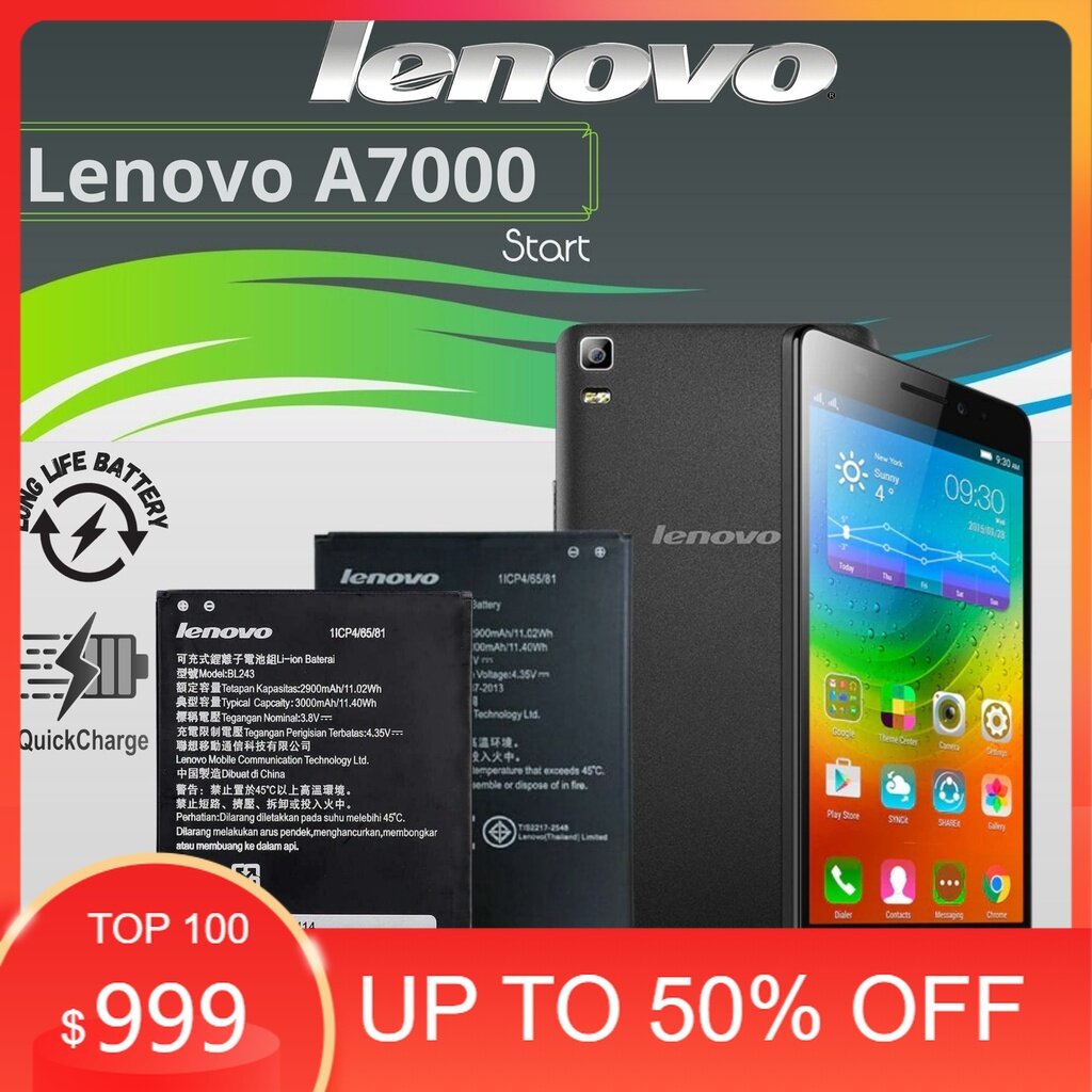 แบตเตอรี่ Lenovo A7000 แท้ 100% แบตแท้ รุ่น BL243
