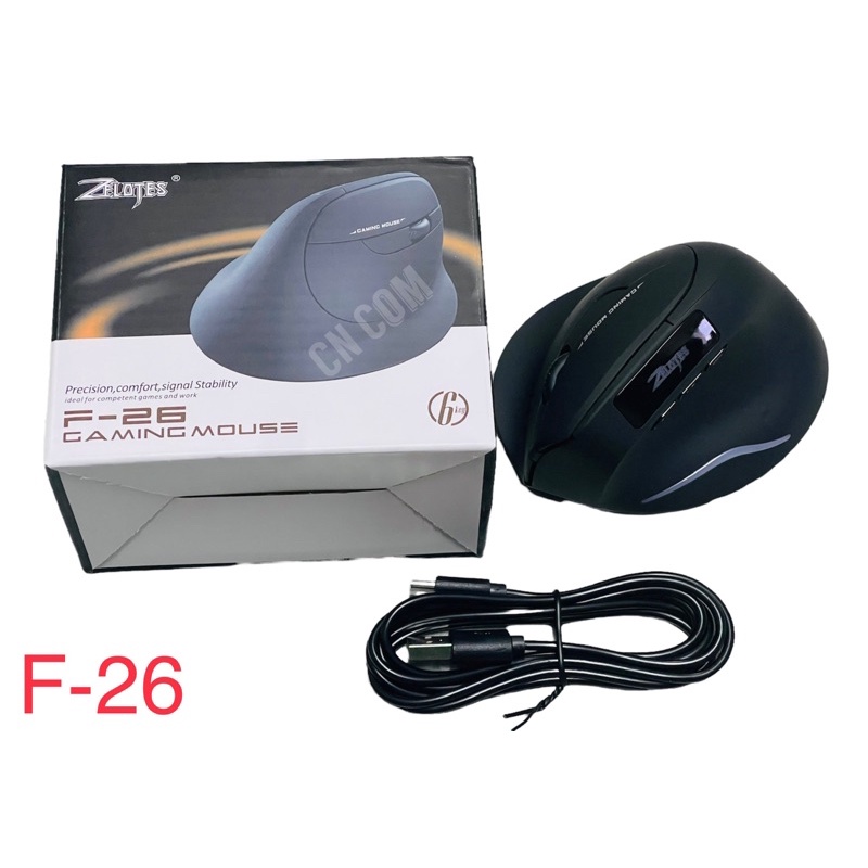 เมาส์แนวตั้ง 2.4GHz Wireless USB ตัวรับสัญญาณ Gamer 2000DPI สำหรับ PC คอมพิวเตอร์แล็ปท็อป FElotes F-