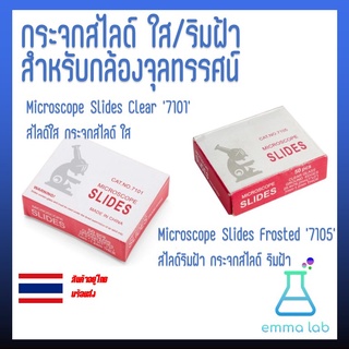 กระจกสไลด์สำหรับกล้องจุลทรรศน์ กระจกสไลด์ใส กระจกสไลด์ริมฝ้า สไลด์ ใส ริมฝ้า Microscope Slides Clear 7101 Frosted 7105