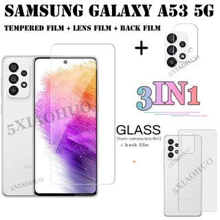 (3 In 1) ฟิล์มกระจกนิรภัยกันรอยหน้าจอ ฟิล์มกล้อง ฟิล์มด้านหลัง สําหรับ Samsung Galaxy A53 5G A03 A53 A52 A52S 5G