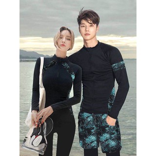 [mingyuang] Swimming trunks long-sleeved swimsuit men and women quick-drying suit diving suit