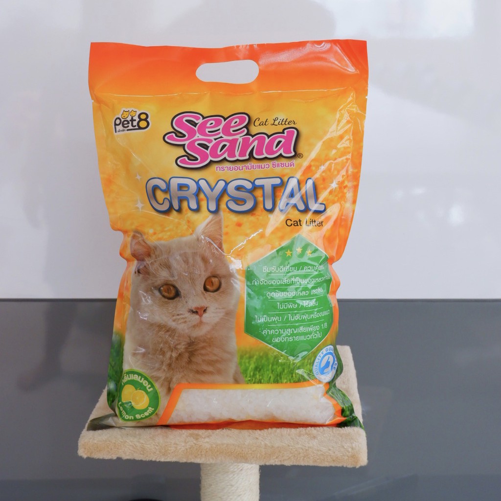 ทรายแมวคริสตัล See Sand ขนาด 5 ลิตร ราคาโปรโมชั่น ถุงชำรุด แต่น้ำหนักทรายเท่าเดิม ลดฝุ่น ลดกลิ่น ของแท้100% by PET8