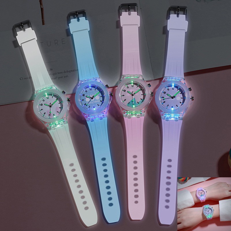 20 สีผู้หญิงนาฬิกา Man นาฬิกาเด็กเด็กผู้หญิงนาฬิกาซิลิโคนการ์ตูนนาฬิกาเด็กนาฬิกาส่องสว่างนักเรียนนาฬิกาแสง