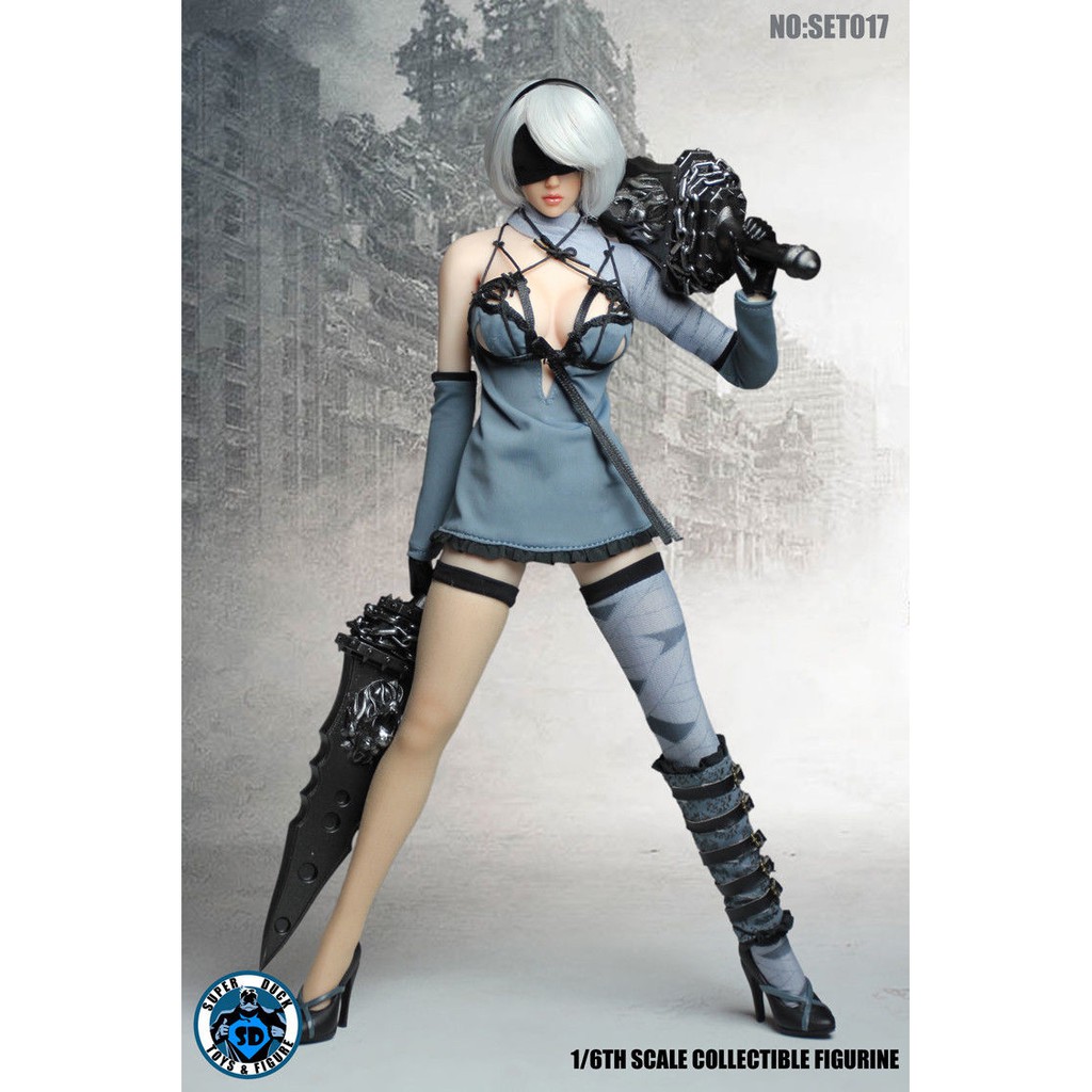 Superduck 1 6 Nier Automata Yorha No 2 Type B Head Sculpt Costumes Set For S04b Tv Movie Video Games Action Figures