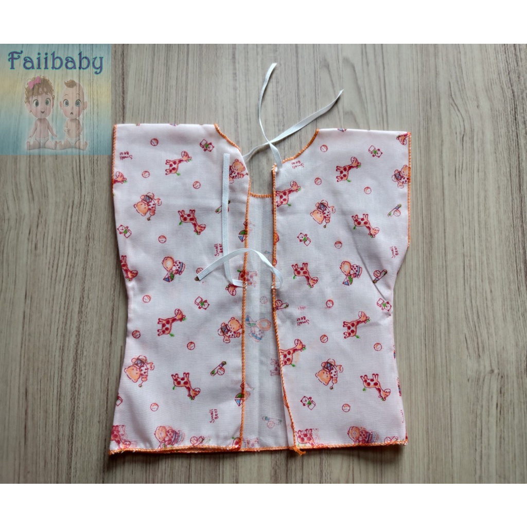 ราคาถูก 6-12 ตัว เสื้อเด็กอ่อนผูกหลัง ชุดเด็กแรกเกิด พิมลายทั้งตัว 0-3 เดือน ผ้าป่าน ใส่สบาย คละ4สี คละลายน่ารัก - รูปที่ 4