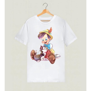 เสื้อยืดอินเทรนด์ผู้ชายอินเทรนด์ผู้หญิงPinocchio และ Figaro Pinocchio Figaro Jiminy Cricket Cleo Disney 1940 Pinocchio 1