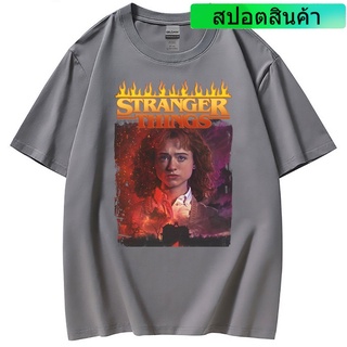 เสื้อยืดฤดูร้อน เสื้อยืดแขนสั้น คอกลม พิมพ์ลาย Stranger Things แฟชั่นฤดูร้อน สําหรับผู้ชาย และผู้หญิง