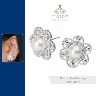 💎👩🏻‍⚕️ [เครื่องประดับ | ปลอดภัย] ต่างหู คนแพ้ง่าย : Blossom Pearl Earrings (SW-0007) Nantich Jewelry
