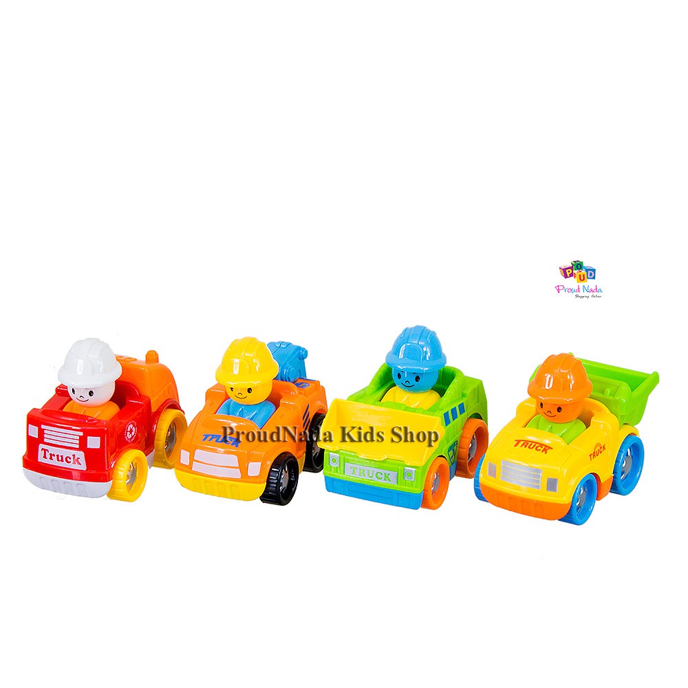 ProudNada Toys ของเล่นเด็กรถบรรทุก 4 คันกล่องSUN YUAN TRUCK CARTOON NO.998-32D1