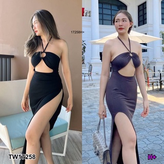 J17258 เดรสยาว ห่วงอกสายคล้องคอ Long dress, halter neck