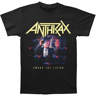 เสื้อยืดสีขาวเสื้อยืด พิมพ์ลาย Anthrax Among The Living สําหรับผู้ชาย | ใบอนุญาตการขายสินค้าทั่วโลกS-4XL