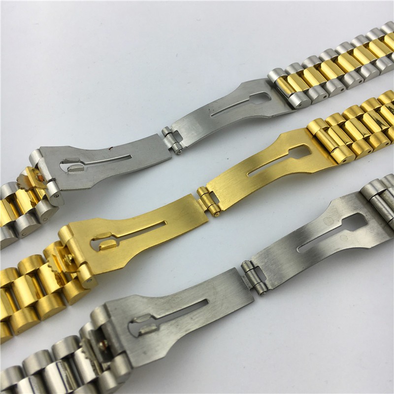 13 มม.17 มม.20 มม.นาฬิกาสแตนเลสสําหรับ Rolex Datejust Series Solid โลหะสายดําน ้ ําพร ้ อม Presidential Buckle สร ้ อยข ้ อมือปลายโค ้ ง