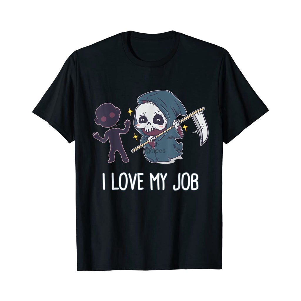 เสื้อผ้าผชเสื้อยืด พิมพ์ลาย Kawaii Grim Reaper I Love My Job น่ารัก สไตล์ฮาโลวีนS-5XL