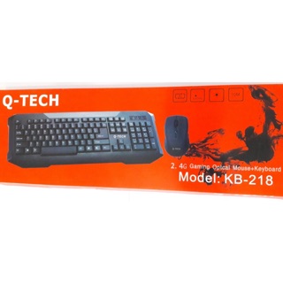 wireless mouse and keyboard 104 keys +11 multimedia function keys  2.4GHz gaming keyboard (Black) Q-TECH KB-218 (สีดำ)