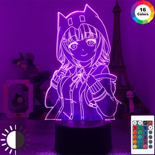 Danganronpa 2 Chiaki Nanami 3D LED อะนิเมะโคมไฟภาพลวงตาแสงสีเปลี่ยนไฟกลางคืน Lampara สำหรับคริสต์มาส