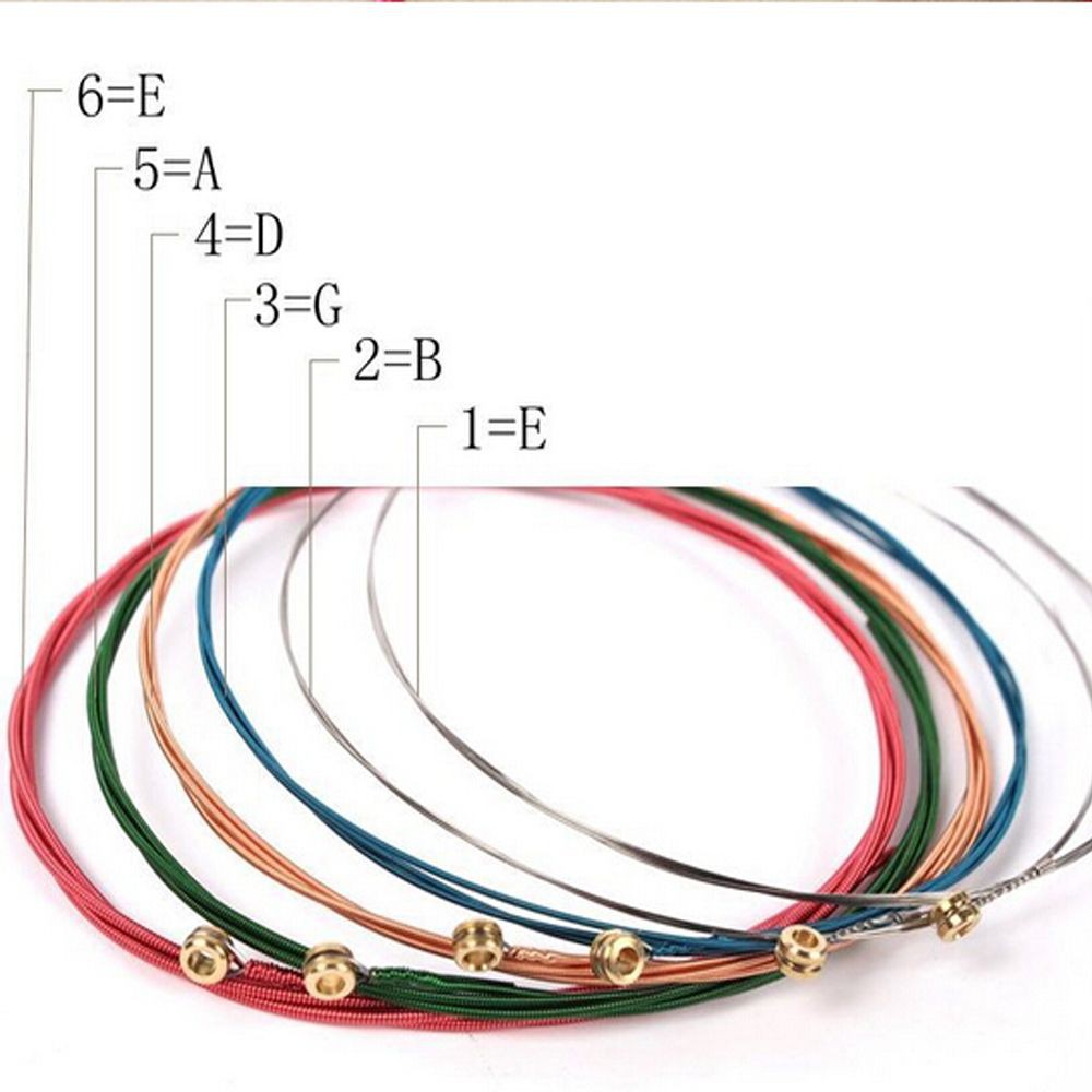 almusic สายกีตาร์อะคูสติกสีรุ้งคุณภาพสูง 1 เมตร 6 ชิ้น