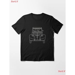 Sort.V CAR An Old 2CV Car Essential T-Shirt เสื้อยืดพิมพ์ลาย เสื้อยืดโลโก้รถ