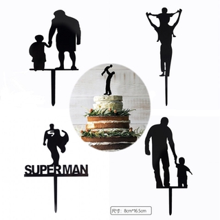 LOVE Dad with Baby Acrylic Cake Topper Gold Dad Father Birthday Cake Topper for Fathers day Daddy Birthday Party Cake Decorations