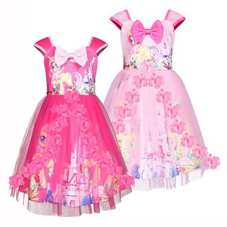 ชุดยูนิคอร์น 3-8 ปี ชุดเจ้าหญิงสีชมพู Unicorn Dress ชุดเด็กเดรสเสื้อผ้าเด็ก เดรสลูกไม้เดรสเด็กผู้หญิง