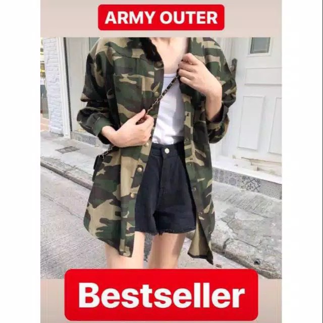 KEMEJA BHO - ZEC LEDINA Army Sweater Shirt / Army Outer / Womens Army Jacket / Womens Army Sweater /