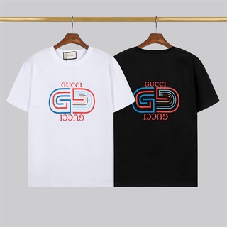 [S-5XL]เสื้อยืดแขนสั้นลําลอง ผ้าฝ้าย พิมพ์ลาย G หลากสี ไซซ์ S - XXL แฟชั่นคู่รัก สไตล์คลาสสิก สําหรับผู้ชาย และผู้หญิง