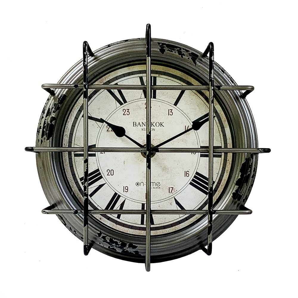 นาฬิกาแขวน Retro Style Industrial โรงงานเก่า ลูกกรง โลหะ 8.6 นิ้ว (22.4 Cm.)