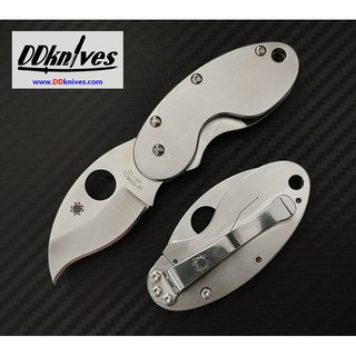 มีดพับ Spyderco Cricket Folding Knife VG10 Satin Plain Blade, Stainless Steel Handles (C29P)