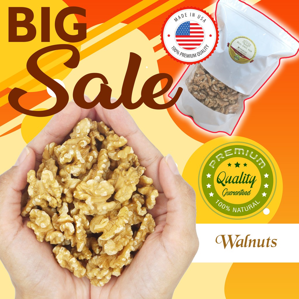 🎊ล๊อตใหม่ 😍 ถั่ววอลนัท ดิบ เม็ดใหญ่ ไม่ขม 😍 Raw Premium Big Walnut / No Bitter 💝 USA 💝 Natural 100%