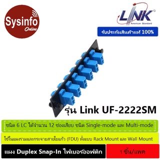 แผง Snap-In ไฟเบอร์ออฟติก ยี่ห้อ LINK รุ่น UF-2222SM Fiber Optic 6 LC Duplex Snap-In Adapter Plate (SM &amp; MM.)