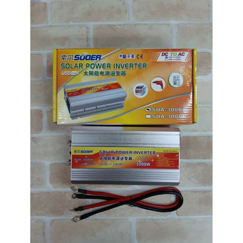 อินเวอร์เตอร์ 12V 3000W แปลงจากไฟรถเป็นไฟบ้าน Suoer12V 3000W