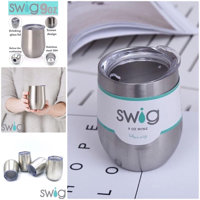 แบบใหม่อัพเดท แก้วทรงไข่ สแตนเลส Swig ขนาด 9oz. ใส่เครื่องดื่มได้ทั้งร้อน-เย็น ( No Label)
