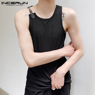 Incerun เสื้อกล้ามลําลอง แขนกุด สายคล้องไหล่ ถอดออกได้ แฟชั่นสําหรับผู้ชาย