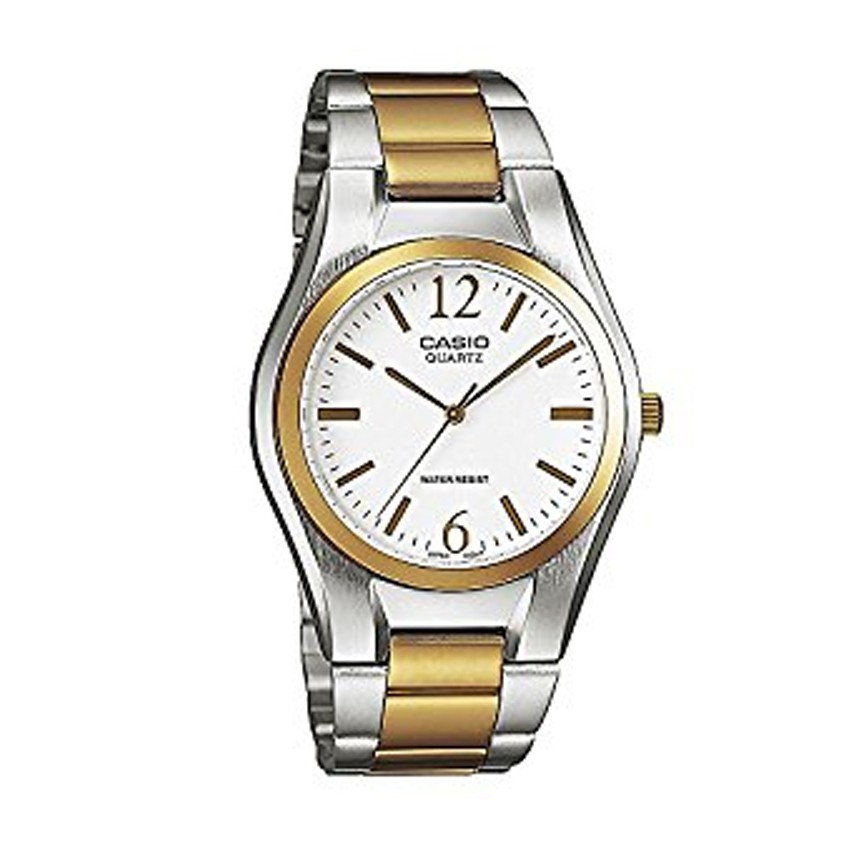 CASIO นาฬิกาข้อมือผู้ชาย Silver/Gold-หน้าขาว สายสแตนเลส รุ่น MTP-1253SG-7ADF