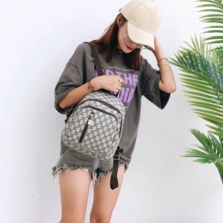 korea bag กระเป๋า กระเป๋าเป้ Fashion Bag กระเป๋าสะพายหลัง Backpack （สีเทา）Bag 017