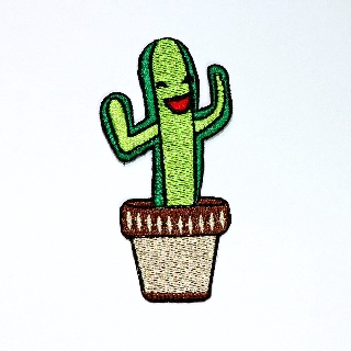 [ ตัวรีดติดเสื้อ ลาย ต้นกระบองเพชร หน้ายิ้ม ] Cactus Patch DIY งานปักตกแต่ง ตัวรีด ติดเสื้อ กระเป๋า ยีนส์ อาร์ม น่ารัก