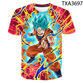 เสื้อยืดแขนสั้น พิมพ์ลายการ์ตูน Dragon Ball Goku แฟชั่นฤดูร้อน สําหรับเด็กผู้ชาย และเด็กผู้หญิง