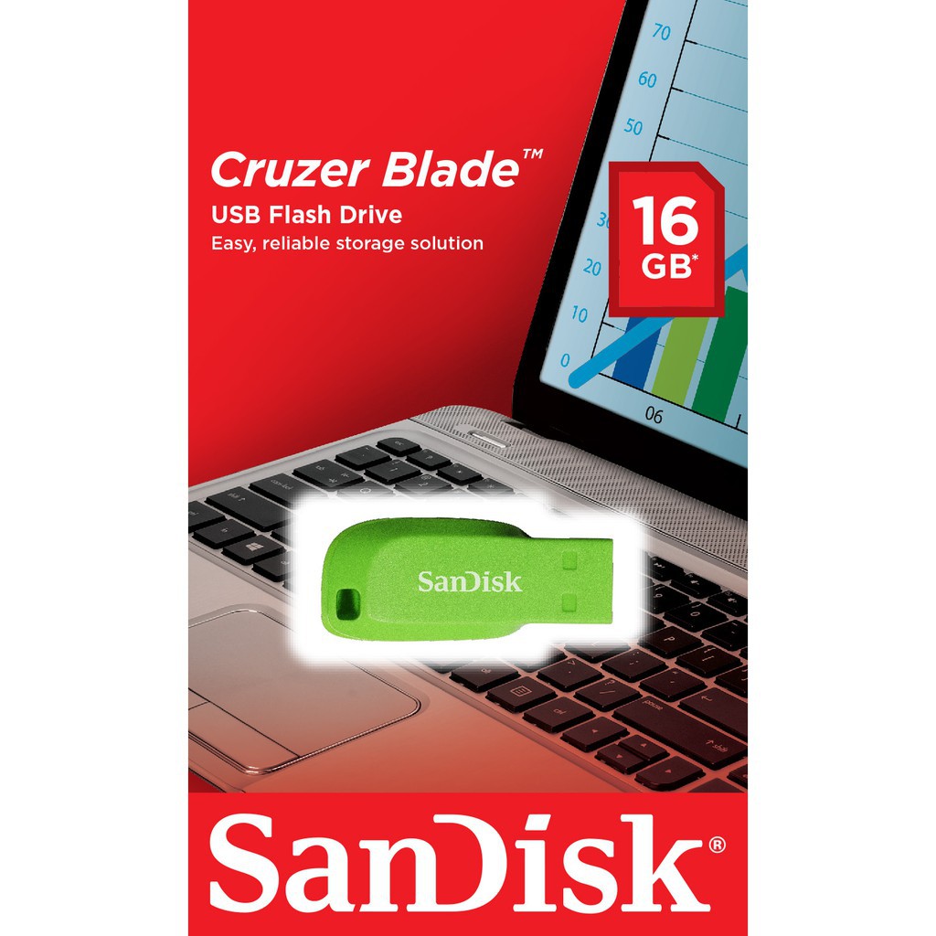 SanDisk Flash Drive CRUZER BLADE 16GB Green USB2.0 (SDCZ50C_016G_B35GE) Memory แฟลชไดร์ฟ แซนดิส ประกัน Synnex 5ปี