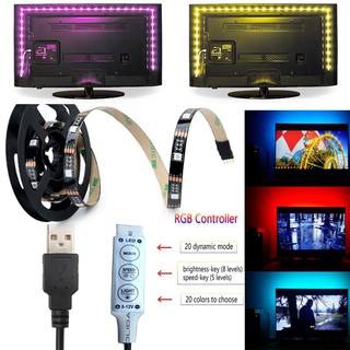 แถบไฟ LED USB 5V 5050 RGB เปลี่ยนสีได้ พร้อมตัวควบคุม